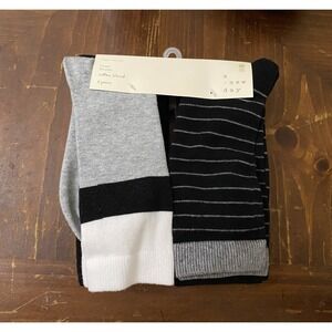 NIP A New Day Cotton Blend Crew Socks 6 Pairs Black, Gray, White, Stripe Sz 6-10